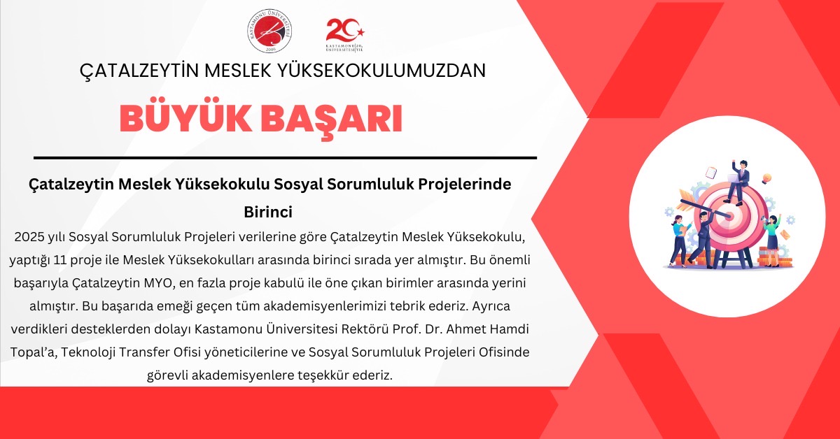 Çatalzeytin Meslek Yüksekokulu Sosyal Sorumluluk Projelerinde Birinci
